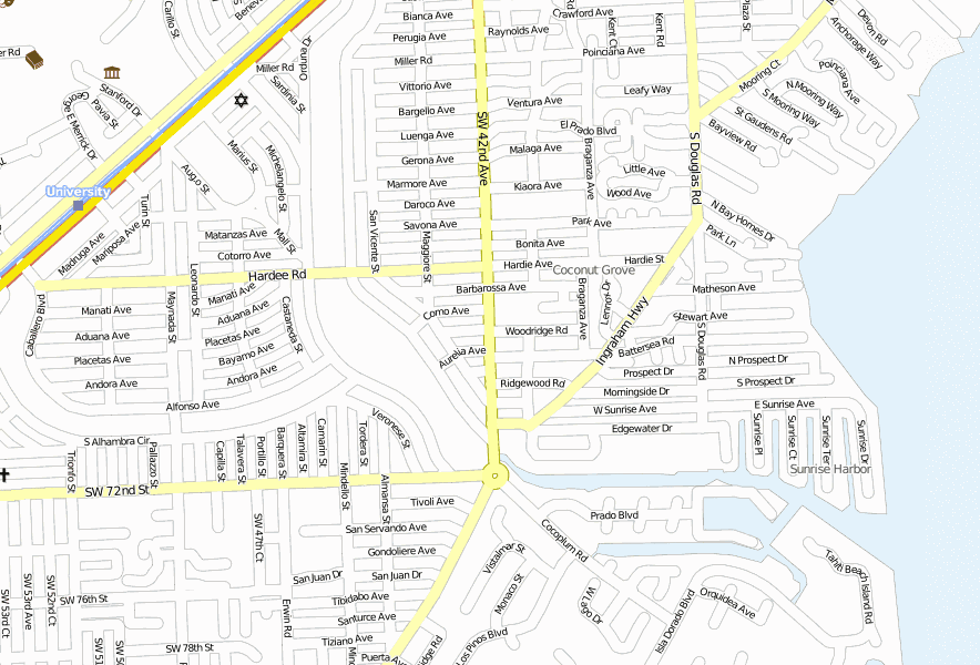 Coconut Grove Stadtplan Mit Luftbild Und Unterkünften Von Florida